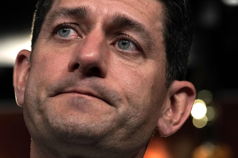 WASHINGTON, DC - MAY 17: U.S. Speaker of the House Rep. Paul Ryan (R-WI) pauses during a weekly news conference May 17, 2018 on Capitol Hill in Washington, DC. Ryan held his weekly news conference to answer questions from members of the media. (Photo by Alex Wong/Getty Images)